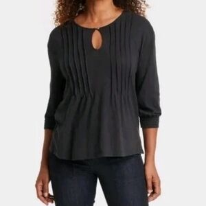 Women's Pintuck 3/4 Sleeve Shirt - Knox Rose - Black - Size Small, NWOT